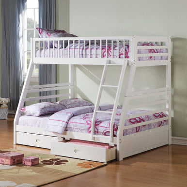 ACME 37040 Jason Twin/Full Bunk Bed & Drawers, White (1Set/2Ctn) ACME Furniture