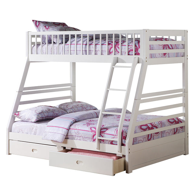 ACME 37040 Jason Twin/Full Bunk Bed & Drawers, White (1Set/2Ctn)