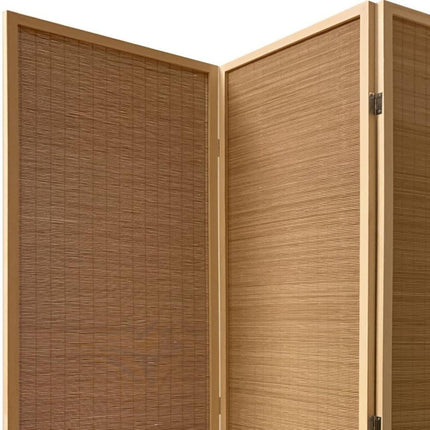 71" Brown Folding Three Panel Screen Room Divider HomeRoots