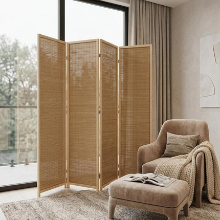 71" Brown Folding Three Panel Screen Room Divider HomeRoots