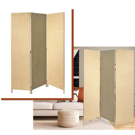 71" Brown Folding Three Panel Screen Room Divider HomeRoots