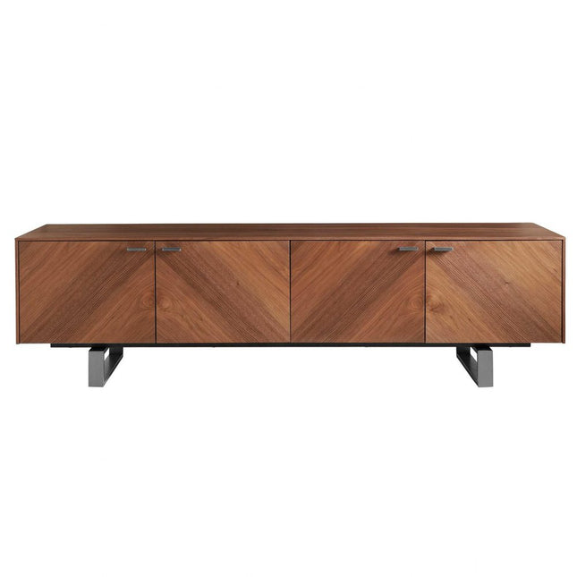 71" Brown Wood Cabinet_Enclosed storage TV Stand