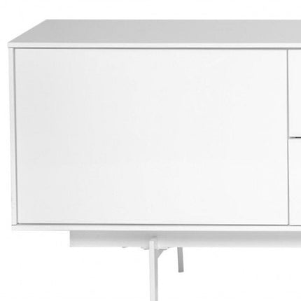 82" White Manufactured And Wood Cabinet Enclosed Storage TV Stand HomeRoots