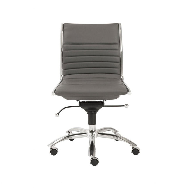 Gray and Silver Adjustable Swivel Faux Leather Rolling Conference Office Chair HomeRoots