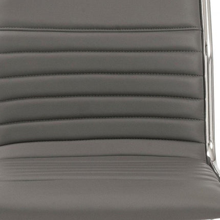 Gray and Silver Adjustable Swivel Faux Leather Rolling Conference Office Chair HomeRoots