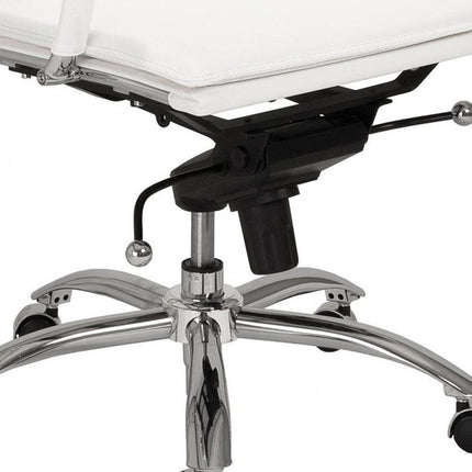 White and Silver Adjustable Swivel Faux Leather Rolling Executive Office Chair HomeRoots