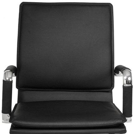 Black and Silver Adjustable Swivel Faux Leather Rolling Conference Office Chair HomeRoots