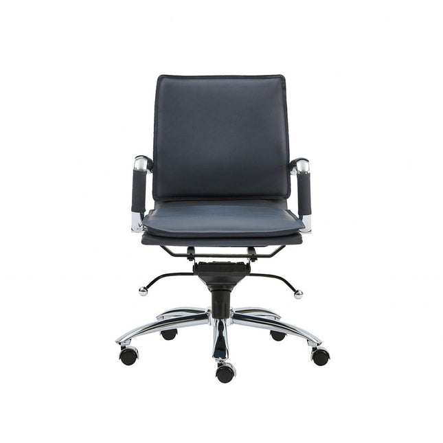 Blue and Silver Adjustable Swivel Faux Leather Rolling Conference Office Chair HomeRoots