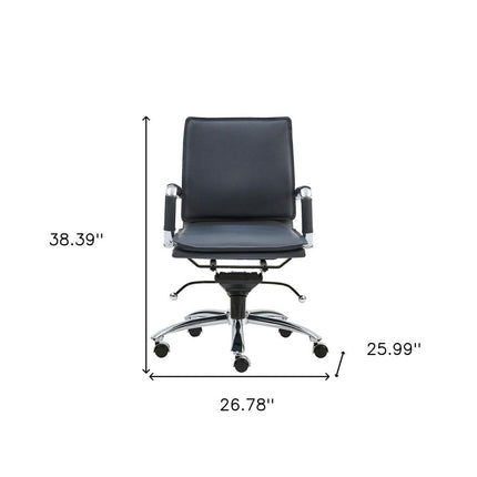 Blue and Silver Adjustable Swivel Faux Leather Rolling Conference Office Chair HomeRoots
