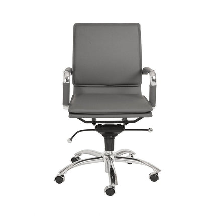 Silver and Gray Adjustable Swivel Faux Leather Rolling Conference Office Chair HomeRoots