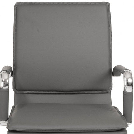 Silver and Gray Adjustable Swivel Faux Leather Rolling Conference Office Chair HomeRoots