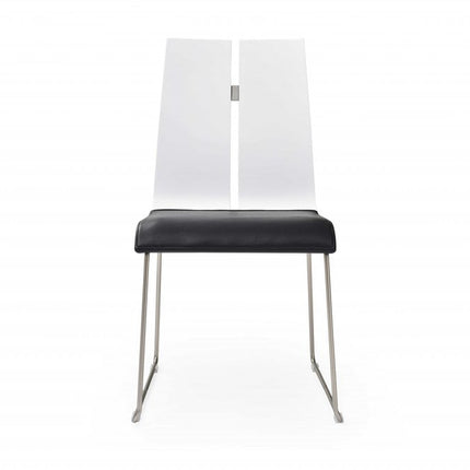 Set of Two Black and Silver Upholstered Faux Leather Dining Side Chairs HomeRoots