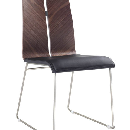 Set of Two Black and Silver Upholstered Faux Leather Dining Side Chairs HomeRoots