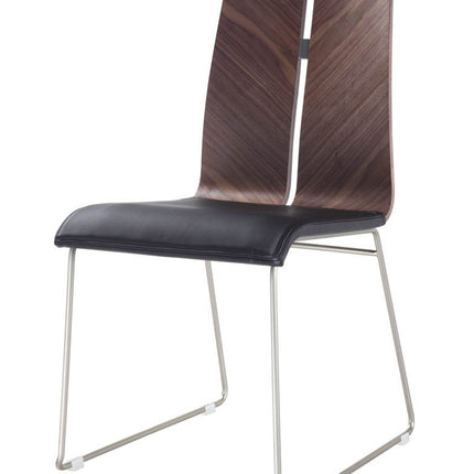 Set of Two Black and Silver Upholstered Faux Leather Dining Side Chairs HomeRoots