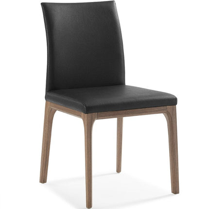 Set of Two Black and Brown Upholstered Faux Leather Dining Side Chairs HomeRoots