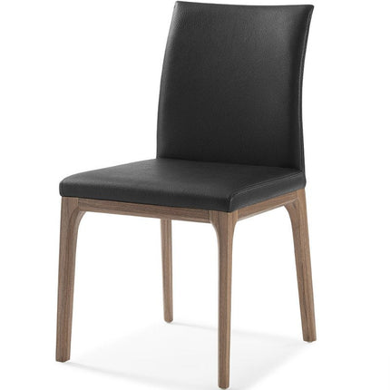 Set of Two Black and Brown Upholstered Faux Leather Dining Side Chairs HomeRoots