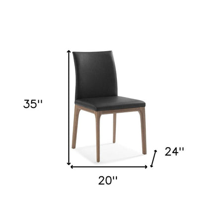 Set of Two Black and Brown Upholstered Faux Leather Dining Side Chairs HomeRoots