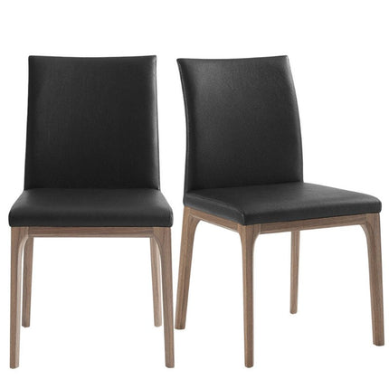 Set of Two Black and Brown Upholstered Faux Leather Dining Side Chairs HomeRoots