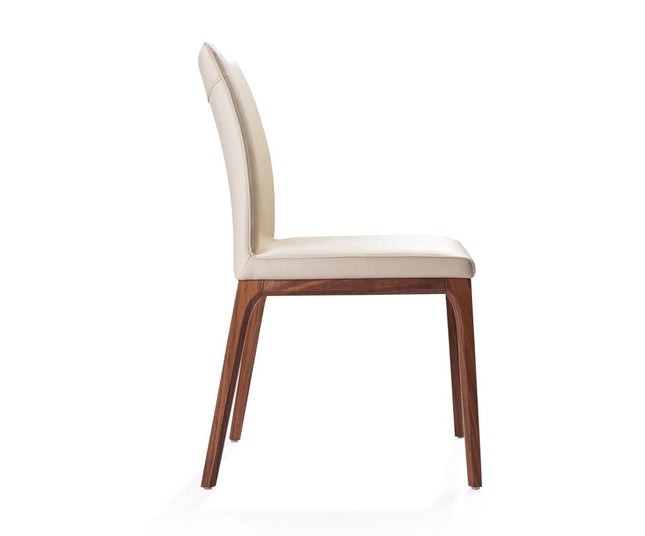 Set of Two Taupe and Brown Upholstered Faux Leather Dining Side Chairs HomeRoots