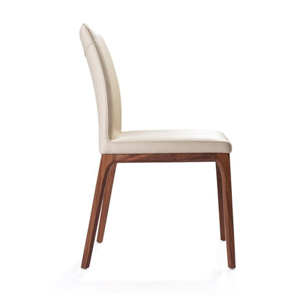 Set of Two Taupe and Brown Upholstered Faux Leather Dining Side Chairs HomeRoots