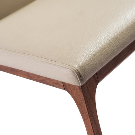 Set of Two Taupe and Brown Upholstered Faux Leather Dining Side Chairs