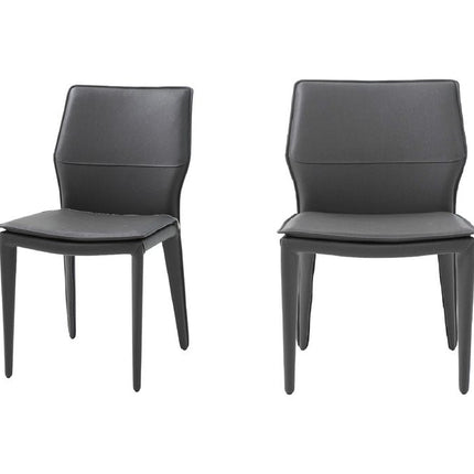 Set of Two Gray Slipcovered Upholstered Faux Leather Dining Side Chairs HomeRoots