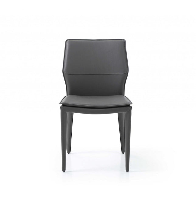 Set of Two Gray Slipcovered Upholstered Faux Leather Dining Side Chairs HomeRoots