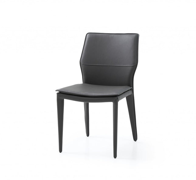 Set of Two Gray Slipcovered Upholstered Faux Leather Dining Side Chairs HomeRoots