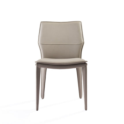 Set of Two Taupe Upholstered Faux Leather Dining Side Chairs HomeRoots