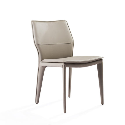Set of Two Taupe Upholstered Faux Leather Dining Side Chairs HomeRoots