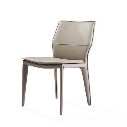 Set of Two Taupe Upholstered Faux Leather Dining Side Chairs HomeRoots