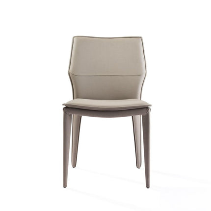 Set of Two Taupe Upholstered Faux Leather Dining Side Chairs HomeRoots