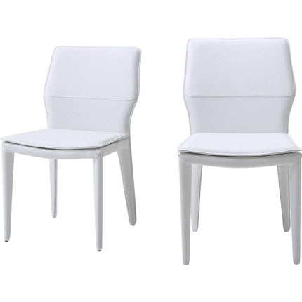 Set of Two White Slipcovered Upholstered Faux Leather Dining Side Chairs HomeRoots