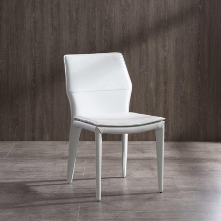 Set of Two White Slipcovered Upholstered Faux Leather Dining Side Chairs HomeRoots