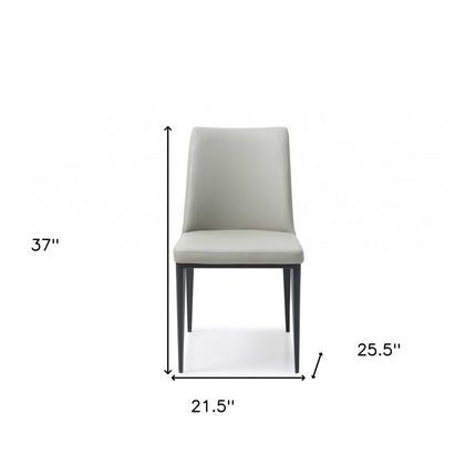 Set of Two Gray and Black Upholstered Faux Leather Dining Side Chairs HomeRoots