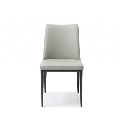 Set of Two Gray and Black Upholstered Faux Leather Dining Side Chairs HomeRoots