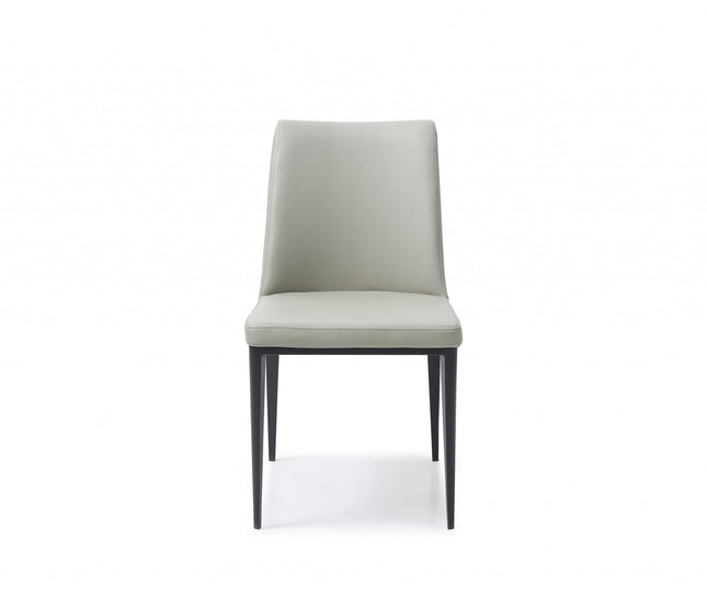 Set of Two Gray and Black Upholstered Faux Leather Dining Side Chairs HomeRoots