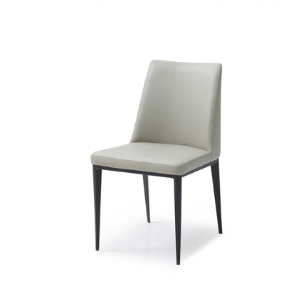 Set of Two Gray and Black Upholstered Faux Leather Dining Side Chairs HomeRoots