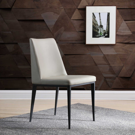 Set of Two Gray and Black Upholstered Faux Leather Dining Side Chairs HomeRoots