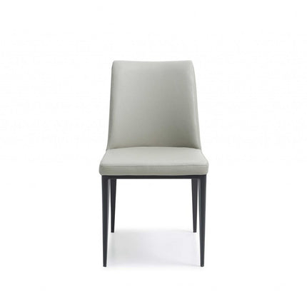 Set of Two Gray and Black Upholstered Faux Leather Dining Side Chairs HomeRoots