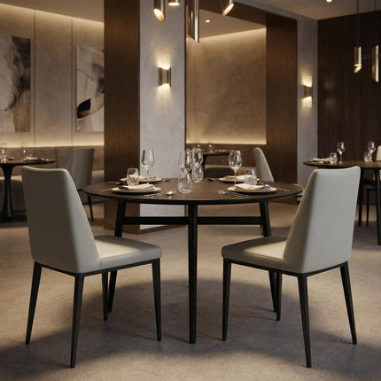 Set of Two Gray and Black Upholstered Faux Leather Dining Side Chairs HomeRoots