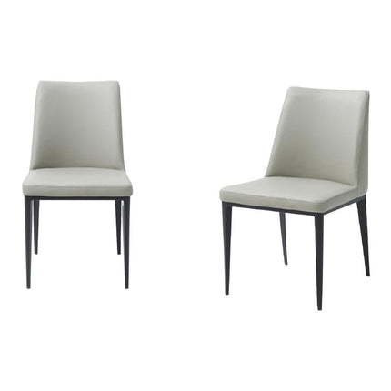 Set of Two Gray and Black Upholstered Faux Leather Dining Side Chairs HomeRoots