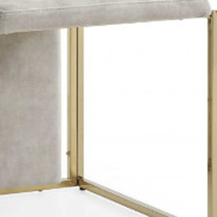 Set of Two Beige and Gold Upholstered Dining Side Chairs HomeRoots