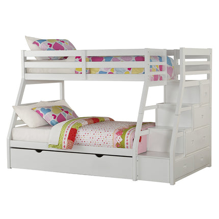 ACME 37105 Jason Twin/Full Bunk Bed w/Storage Ladder & Trundle, White (1Set/4Ctn)