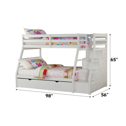 ACME 37105 Jason Twin/Full Bunk Bed w/Storage Ladder & Trundle, White (1Set/4Ctn)