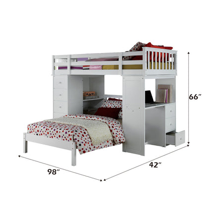 ACME 37145 Freya White Loftbed with Storage Stair  3