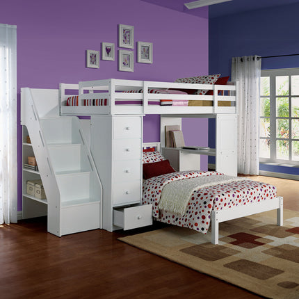 ACME 37145 Freya White Loftbed with Storage Stair  2