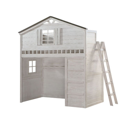 ACME 37165 Tree House Loft Bed (Twin Size), Weathered White & Washed Gray (1Set/2Ctn)  1