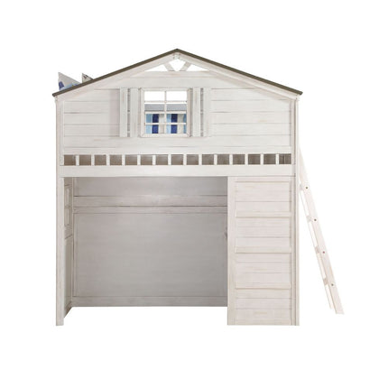 ACME 37165 Tree House Loft Bed (Twin Size), Weathered White & Washed Gray (1Set/2Ctn)  7