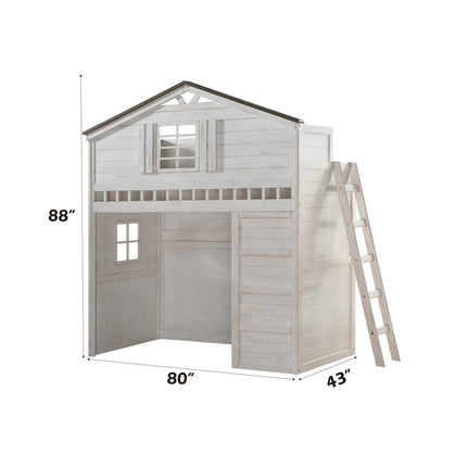 ACME 37165 Tree House Loft Bed (Twin Size), Weathered White & Washed Gray (1Set/2Ctn)  15